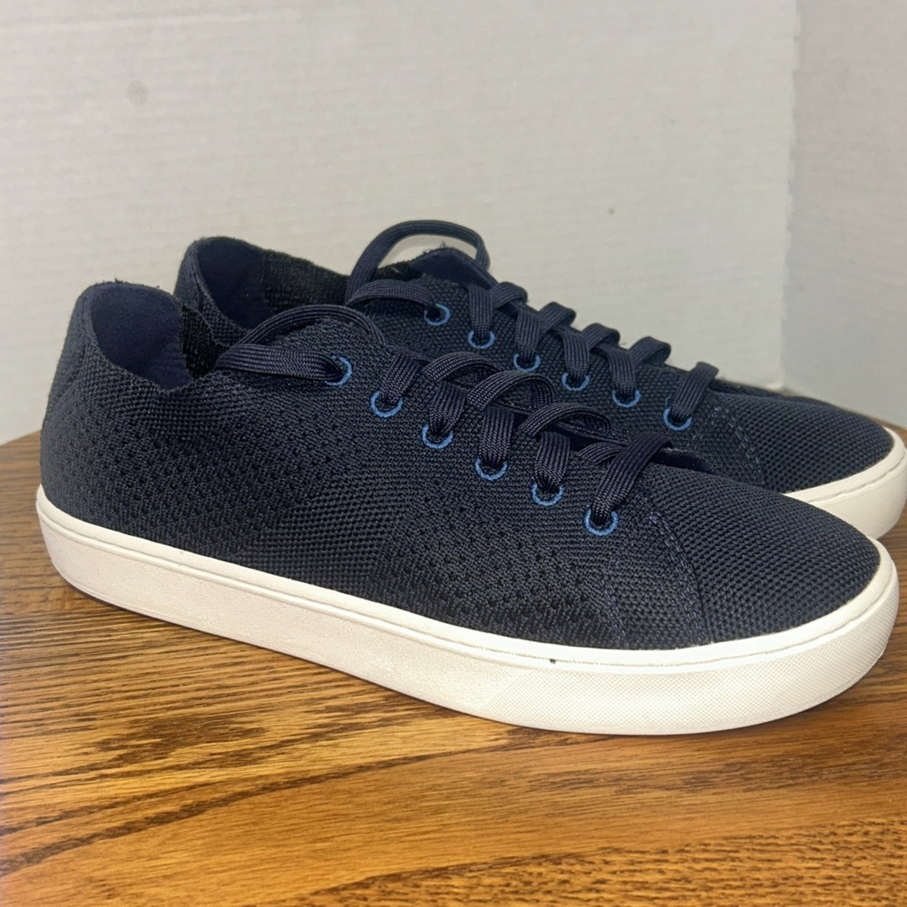 LL Bean Women's Eco Bay Blue Fabric Lace Up Knit Sneakers Shoes Size 8‎